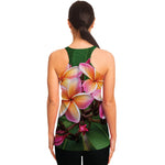 Pink And Yellow Plumeria Flower Print Women's Racerback Tank Top