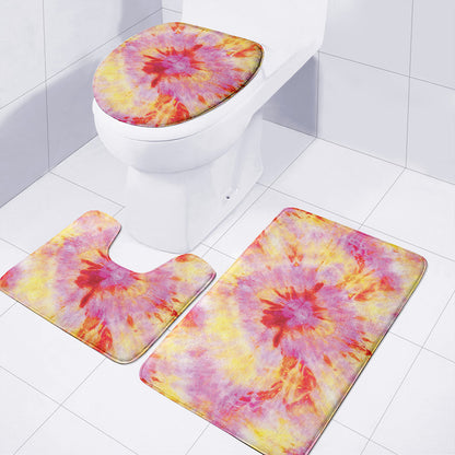 Pink And Yellow Tie Dye Print 3 Piece Bath Mat Set