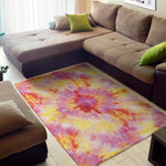 Pink And Yellow Tie Dye Print Area Rug