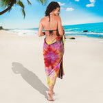 Pink And Yellow Tie Dye Print Beach Sarong Wrap