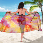 Pink And Yellow Tie Dye Print Beach Sarong Wrap