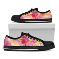 Pink And Yellow Tie Dye Print Black Low Top Sneakers