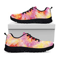Pink And Yellow Tie Dye Print Black Running Shoes