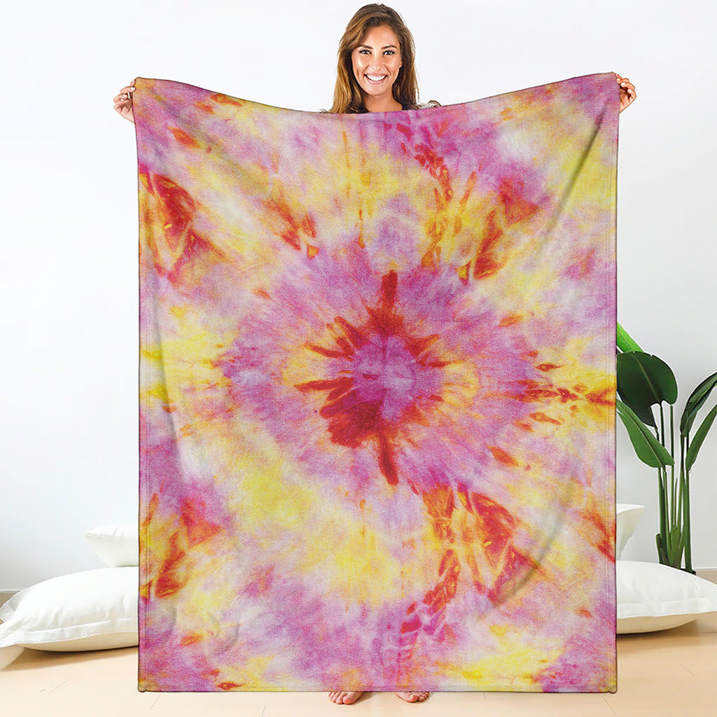 Pink And Yellow Tie Dye Print Blanket