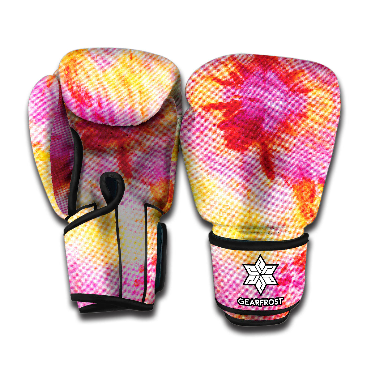 Pink And Yellow Tie Dye Print Boxing Gloves