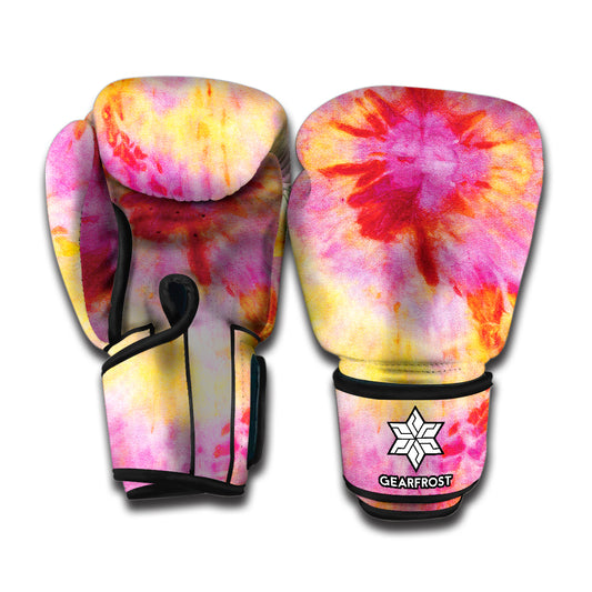 Pink And Yellow Tie Dye Print Boxing Gloves