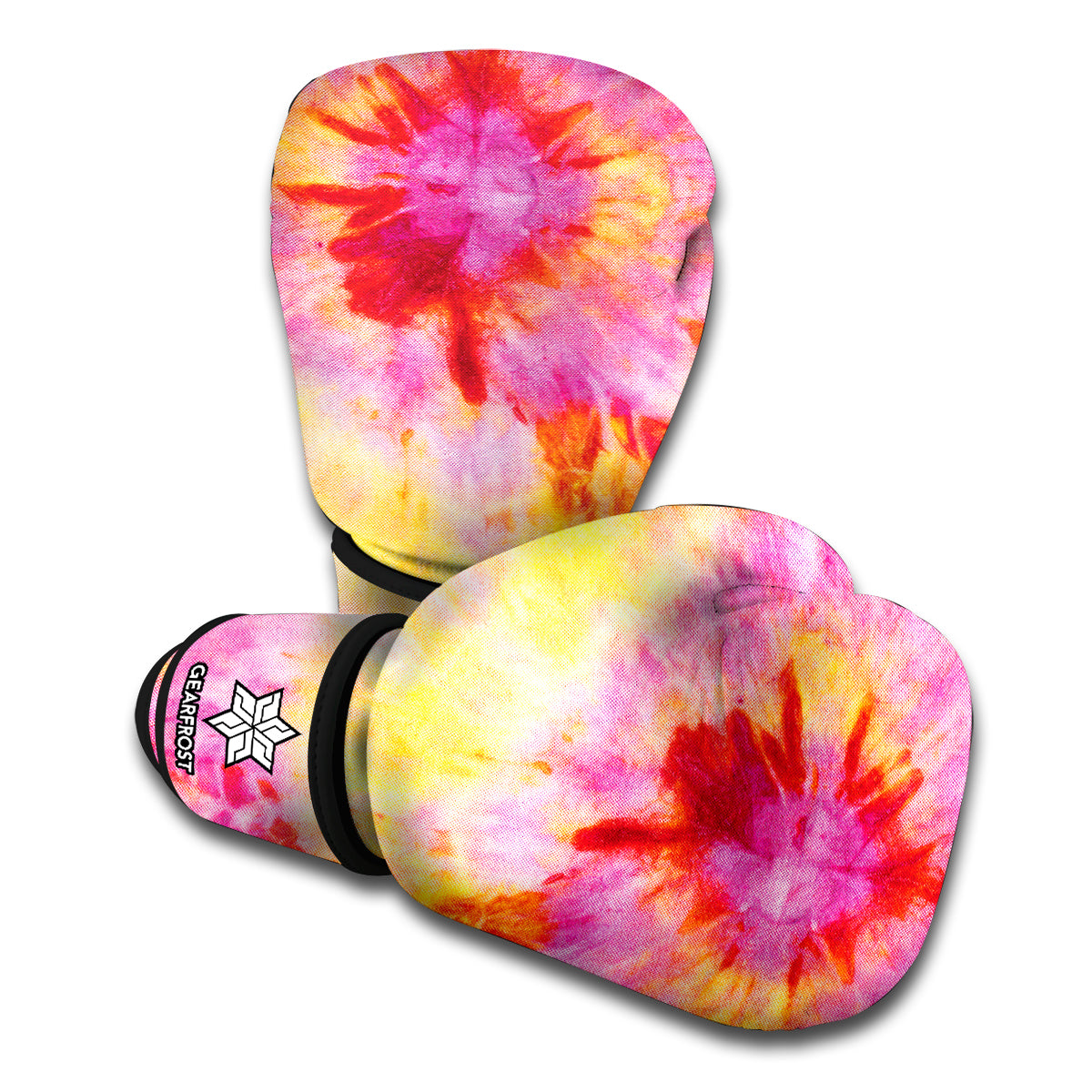 Pink And Yellow Tie Dye Print Boxing Gloves