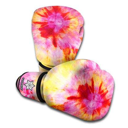 Pink And Yellow Tie Dye Print Boxing Gloves