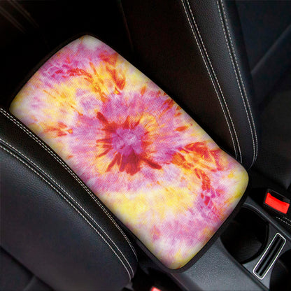 Pink And Yellow Tie Dye Print Car Center Console Cover