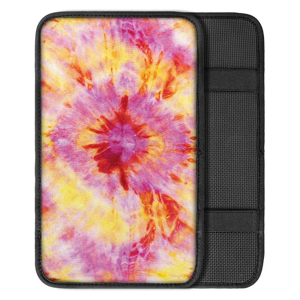 Pink And Yellow Tie Dye Print Car Center Console Cover