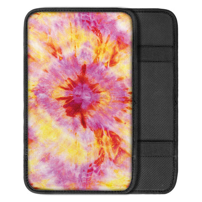 Pink And Yellow Tie Dye Print Car Center Console Cover