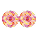 Pink And Yellow Tie Dye Print Car Coasters