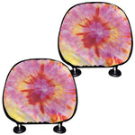 Pink And Yellow Tie Dye Print Car Headrest Covers
