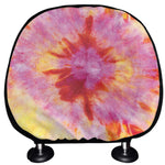 Pink And Yellow Tie Dye Print Car Headrest Covers
