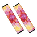 Pink And Yellow Tie Dye Print Car Seat Belt Covers