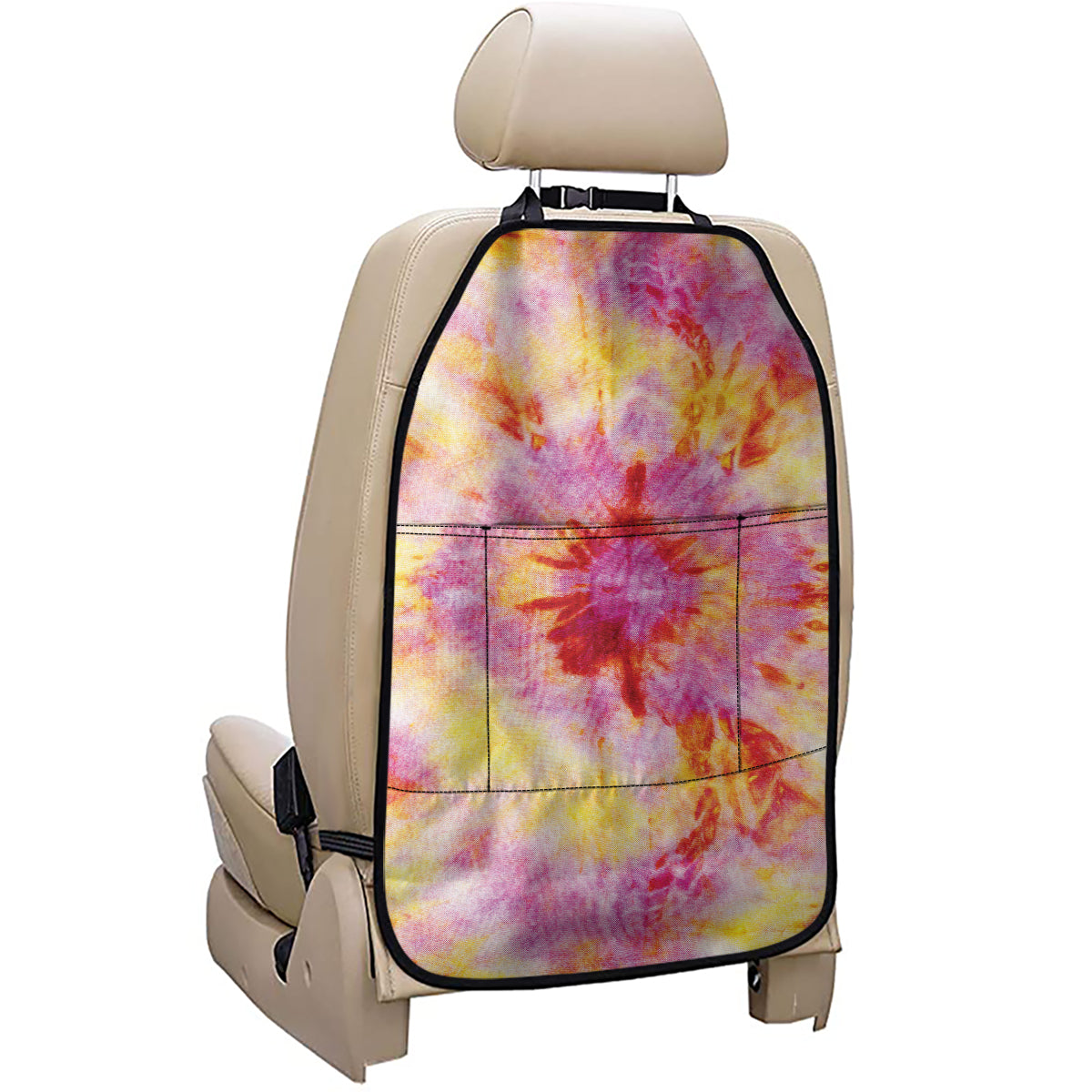 Pink And Yellow Tie Dye Print Car Seat Organizers