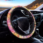 Pink And Yellow Tie Dye Print Car Steering Wheel Cover