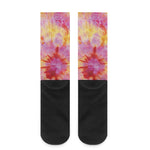Pink And Yellow Tie Dye Print Crew Socks