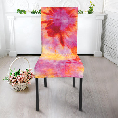 Pink And Yellow Tie Dye Print Dining Chair Slipcover