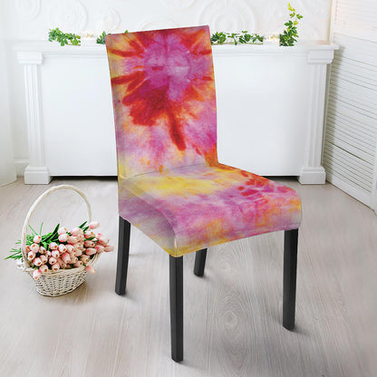 Pink And Yellow Tie Dye Print Dining Chair Slipcover