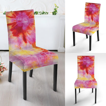 Pink And Yellow Tie Dye Print Dining Chair Slipcover