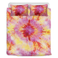 Pink And Yellow Tie Dye Print Duvet Cover Bedding Set