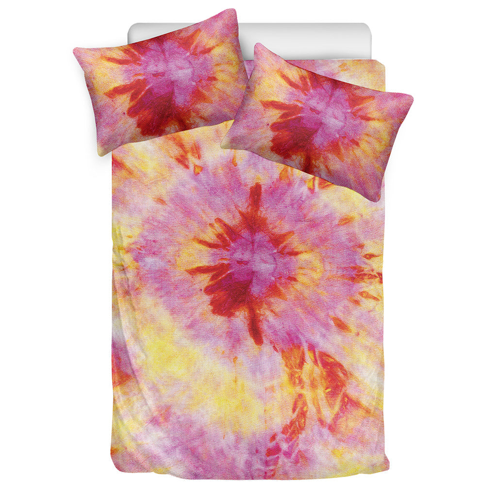 Pink And Yellow Tie Dye Print Duvet Cover Bedding Set