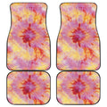 Pink And Yellow Tie Dye Print Front and Back Car Floor Mats
