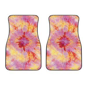 Pink And Yellow Tie Dye Print Front Car Floor Mats