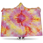 Pink And Yellow Tie Dye Print Hooded Blanket