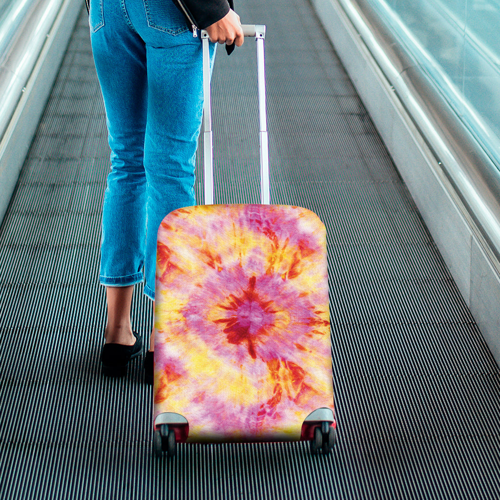 Pink And Yellow Tie Dye Print Luggage Cover