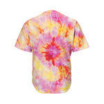 Pink And Yellow Tie Dye Print Men's Baseball Jersey