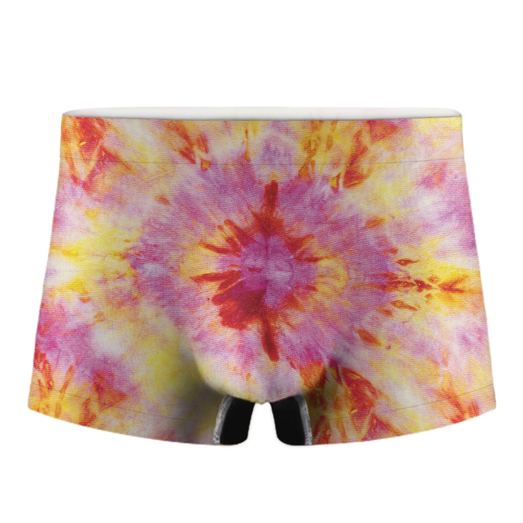 Pink And Yellow Tie Dye Print Men's Boxer Briefs