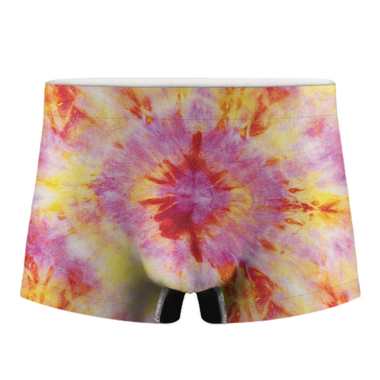 Pink And Yellow Tie Dye Print Men's Boxer Briefs
