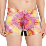Pink And Yellow Tie Dye Print Men's Boxer Briefs