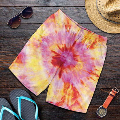 Pink And Yellow Tie Dye Print Men's Shorts