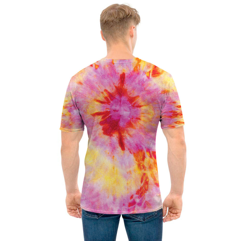 Pink And Yellow Tie Dye Print Men's T-Shirt
