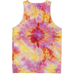 Pink And Yellow Tie Dye Print Men's Tank Top