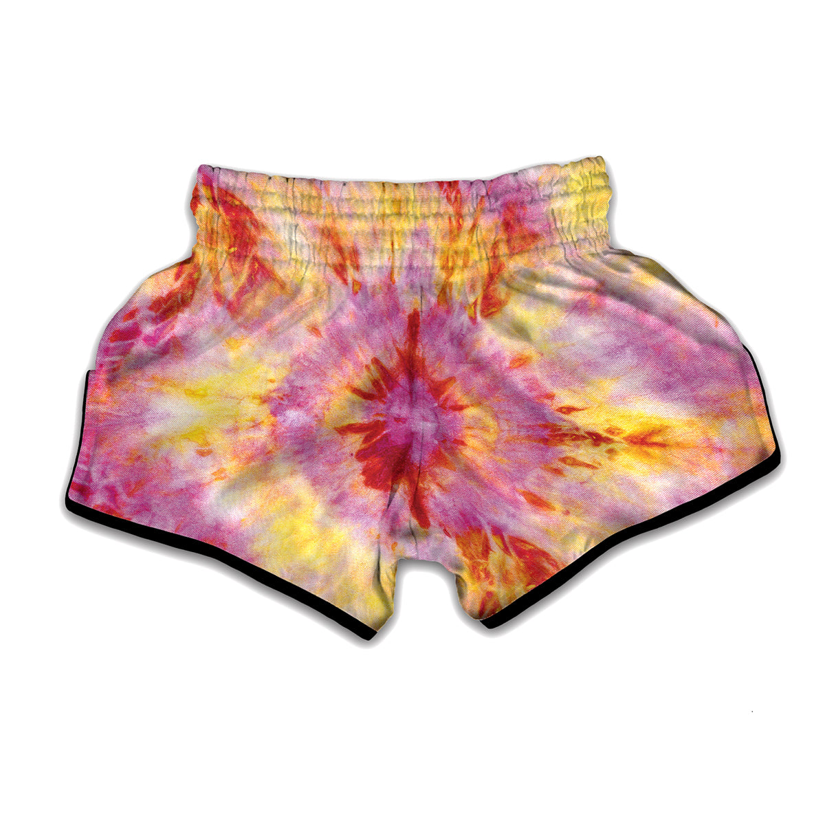 Pink And Yellow Tie Dye Print Muay Thai Boxing Shorts
