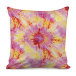 Pink And Yellow Tie Dye Print Pillow Cover