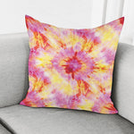 Pink And Yellow Tie Dye Print Pillow Cover