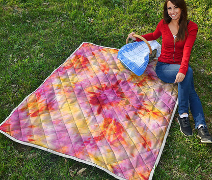 Pink And Yellow Tie Dye Print Quilt