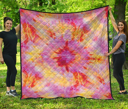 Pink And Yellow Tie Dye Print Quilt