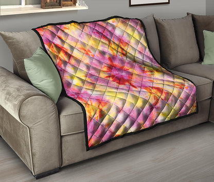 Pink And Yellow Tie Dye Print Quilt