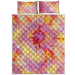 Pink And Yellow Tie Dye Print Quilt Bed Set