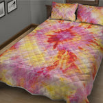 Pink And Yellow Tie Dye Print Quilt Bed Set