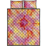 Pink And Yellow Tie Dye Print Quilt Bed Set