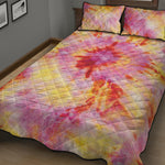 Pink And Yellow Tie Dye Print Quilt Bed Set