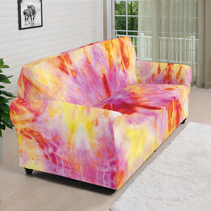 Pink And Yellow Tie Dye Print Sofa Cover
