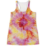 Pink And Yellow Tie Dye Print Women's Racerback Tank Top